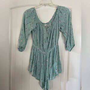 Green off the shoulder romper